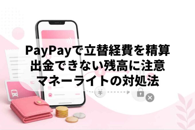 PayPayで立替経費を精算し、残高の出金可否を確認する様子